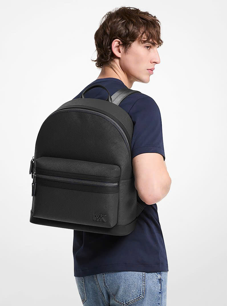 Balo MK edison leather backpack màu đen - KT: 32x42x14