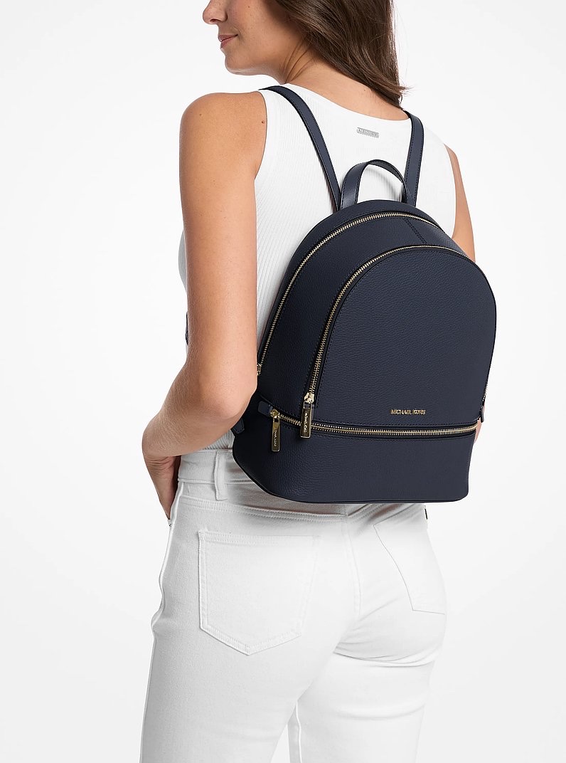 Balo MK rhea xanh navy logo vàng - 35S5GRAB2L - 24x30x13