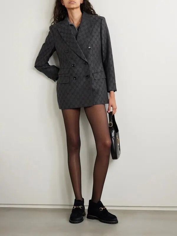 Blazer GG màu ghi đen full logo - SNV - 715184