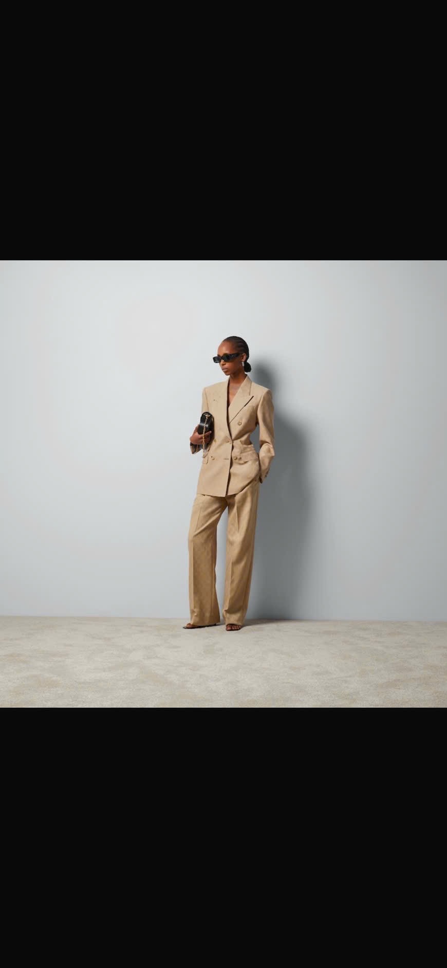 Blazer GG màu vàng cát full logo - SNV715184