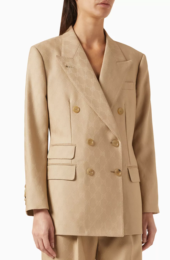 Blazer GG màu vàng cát full logo - SNV715184