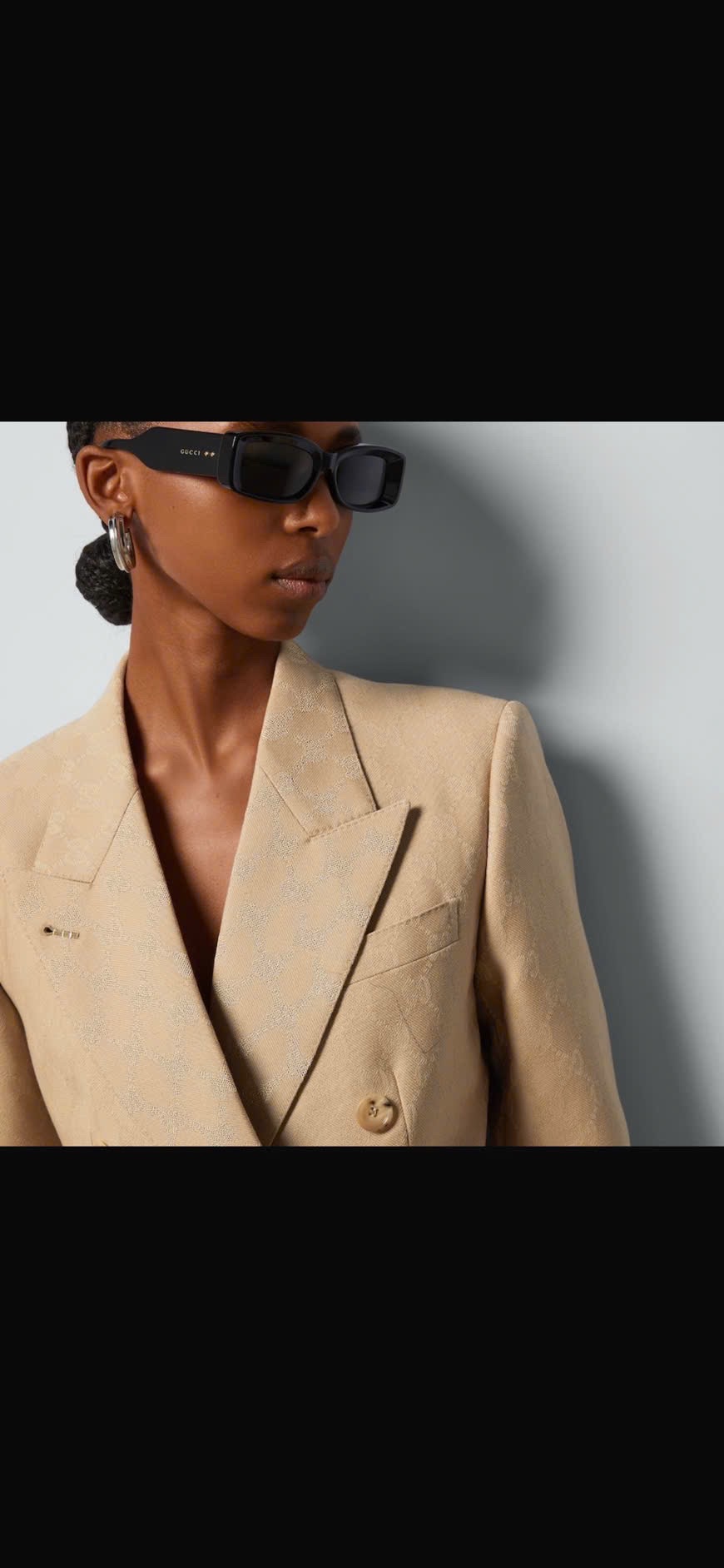 Blazer GG màu vàng cát full logo - SNV715184