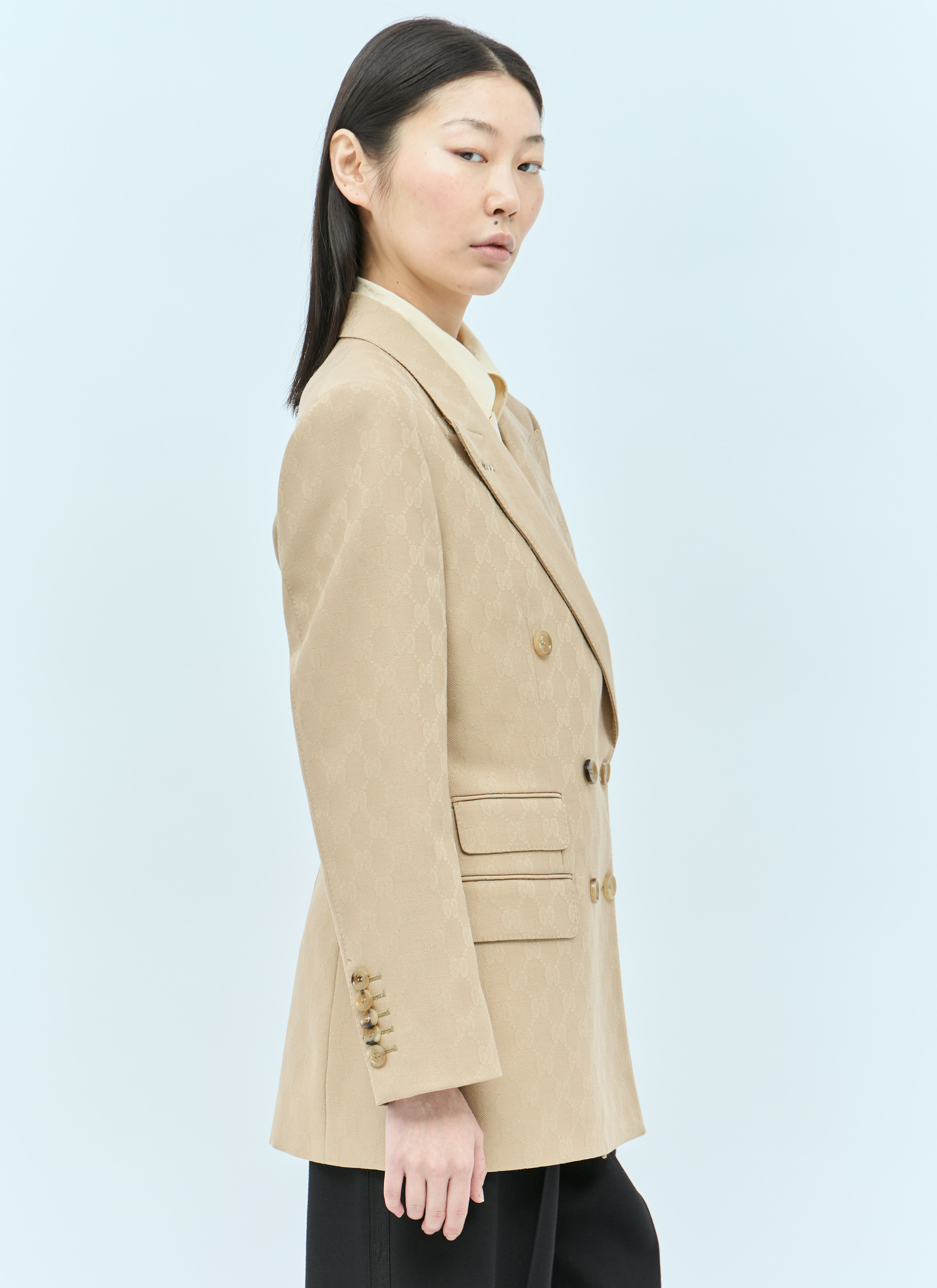 Blazer GG màu vàng cát full logo - SNV715184