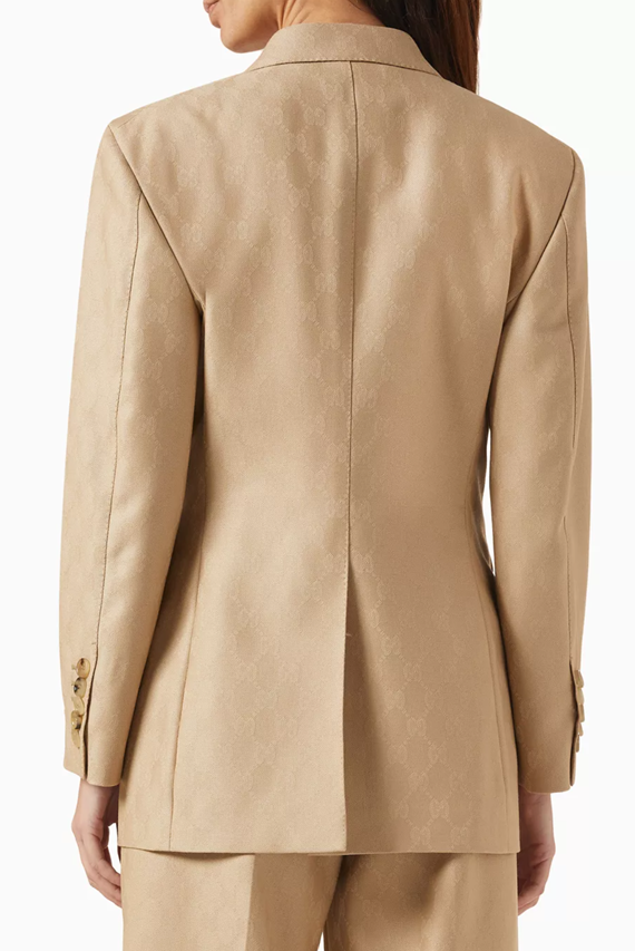 Blazer GG màu vàng cát full logo - SNV715184