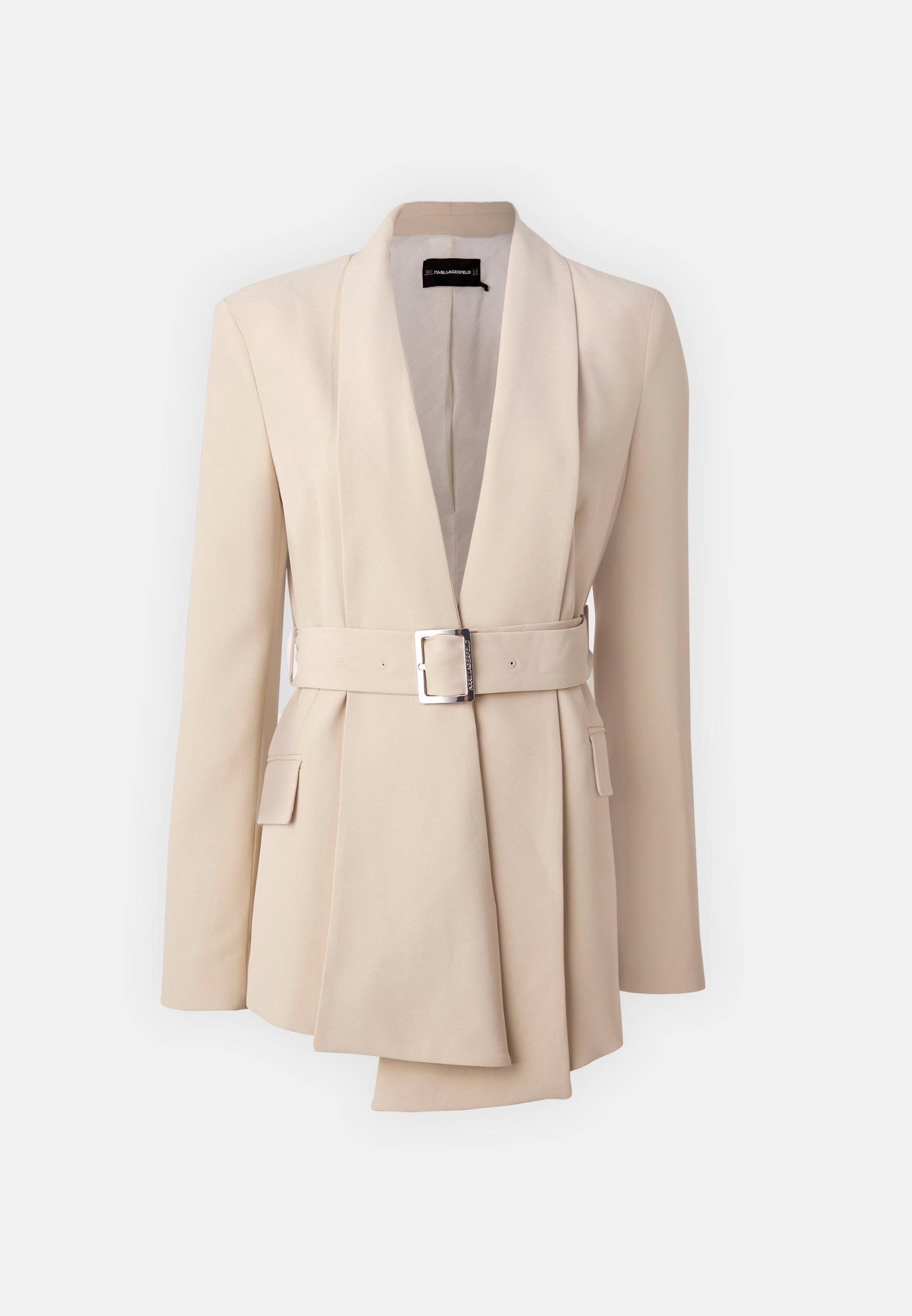 Blazer Karl màu kem + đai - 246W1405
