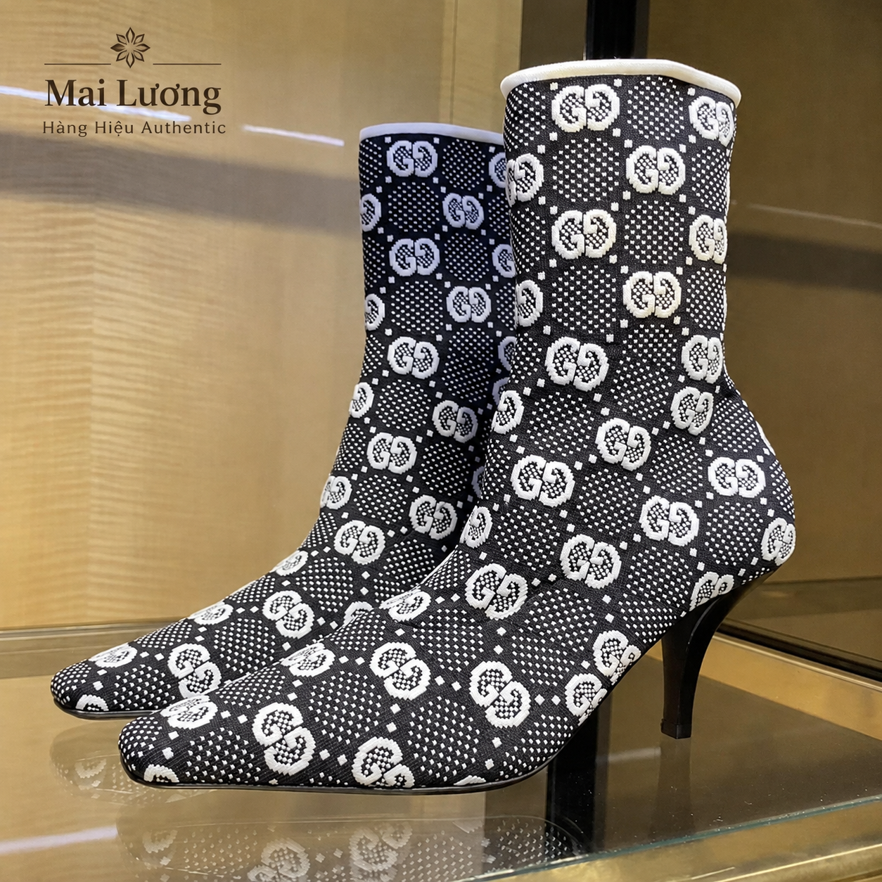 Boot GG Jersey Tom - đen phối trắng - 718378