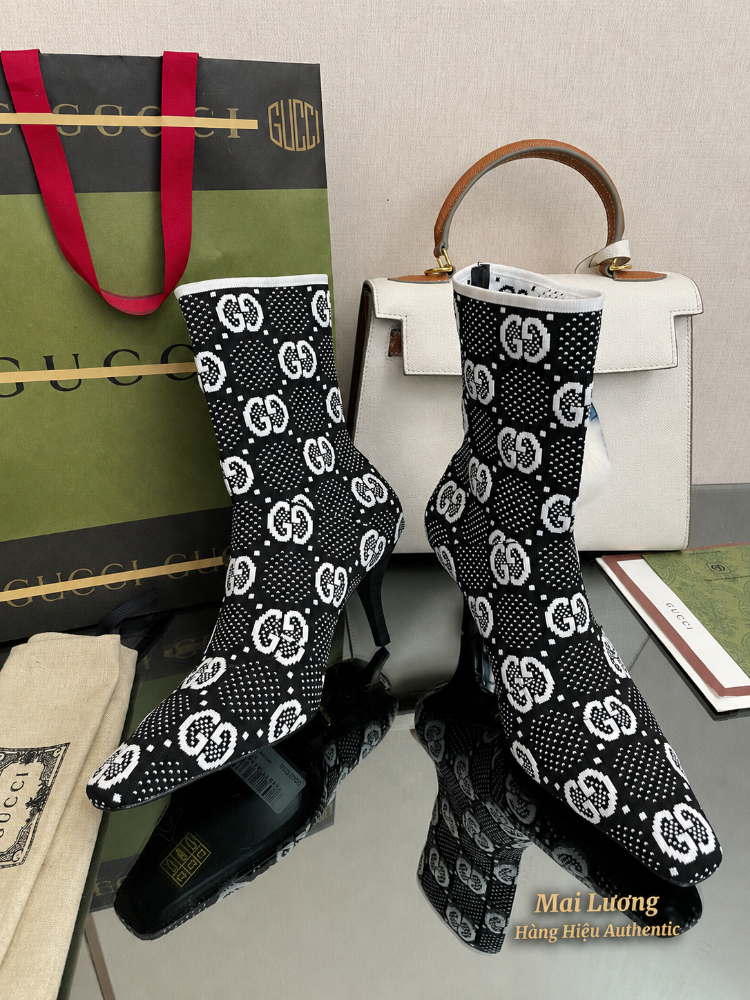 Boot GG Jersey Tom - đen phối trắng - 718378