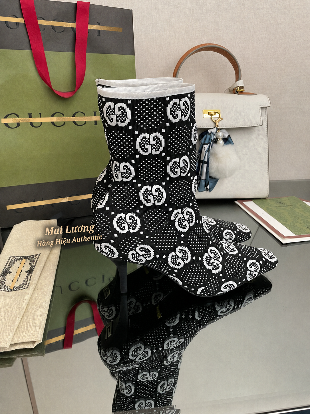 Boot GG Jersey Tom - đen phối trắng - 718378