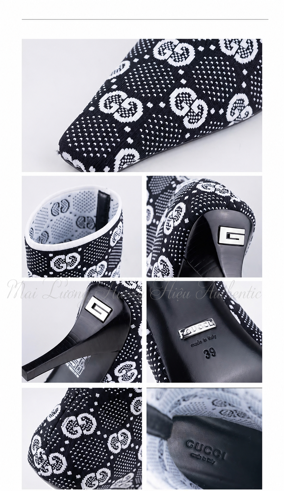 Boot GG Jersey Tom - đen phối trắng - 718378