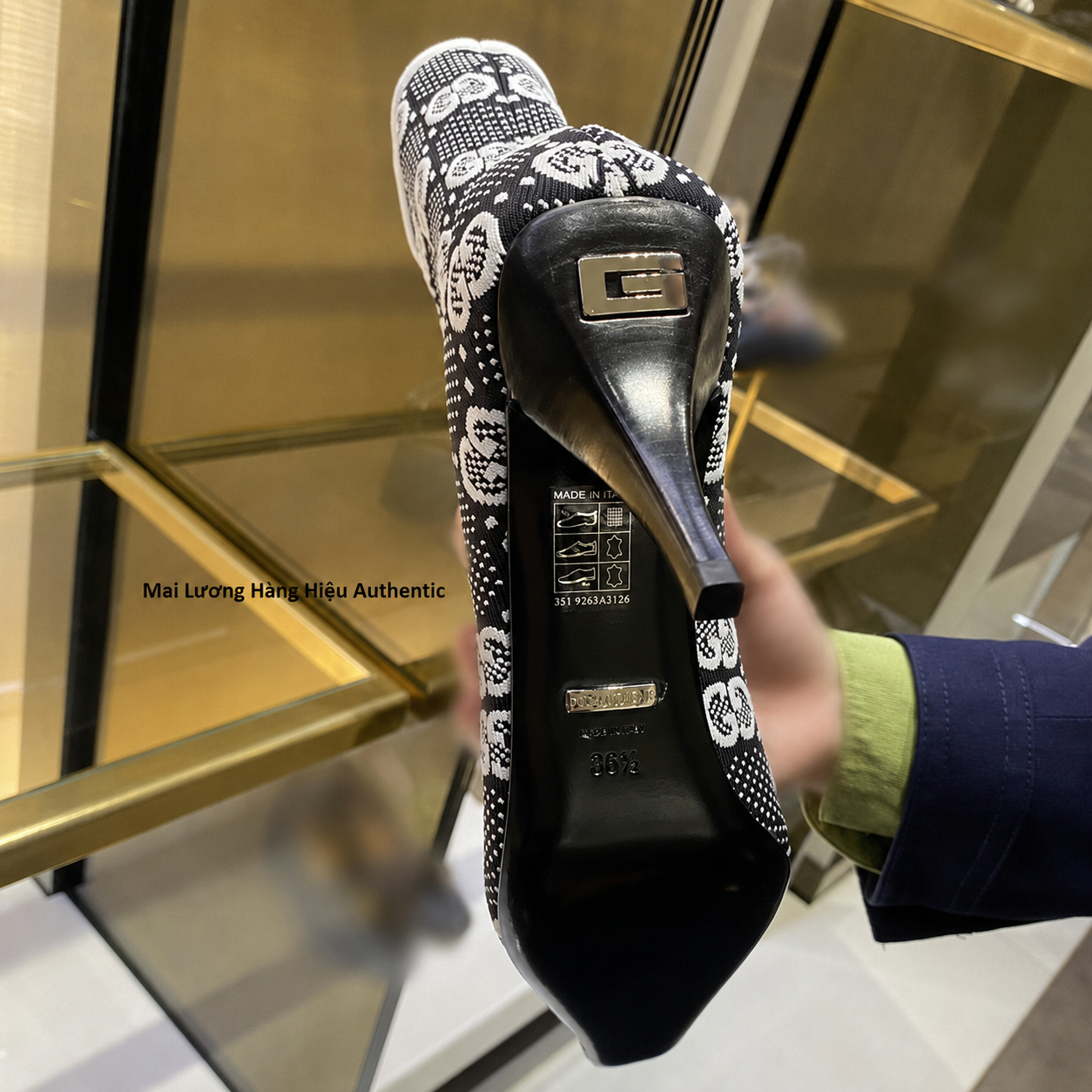 Boot GG Jersey Tom - đen phối trắng - 718378