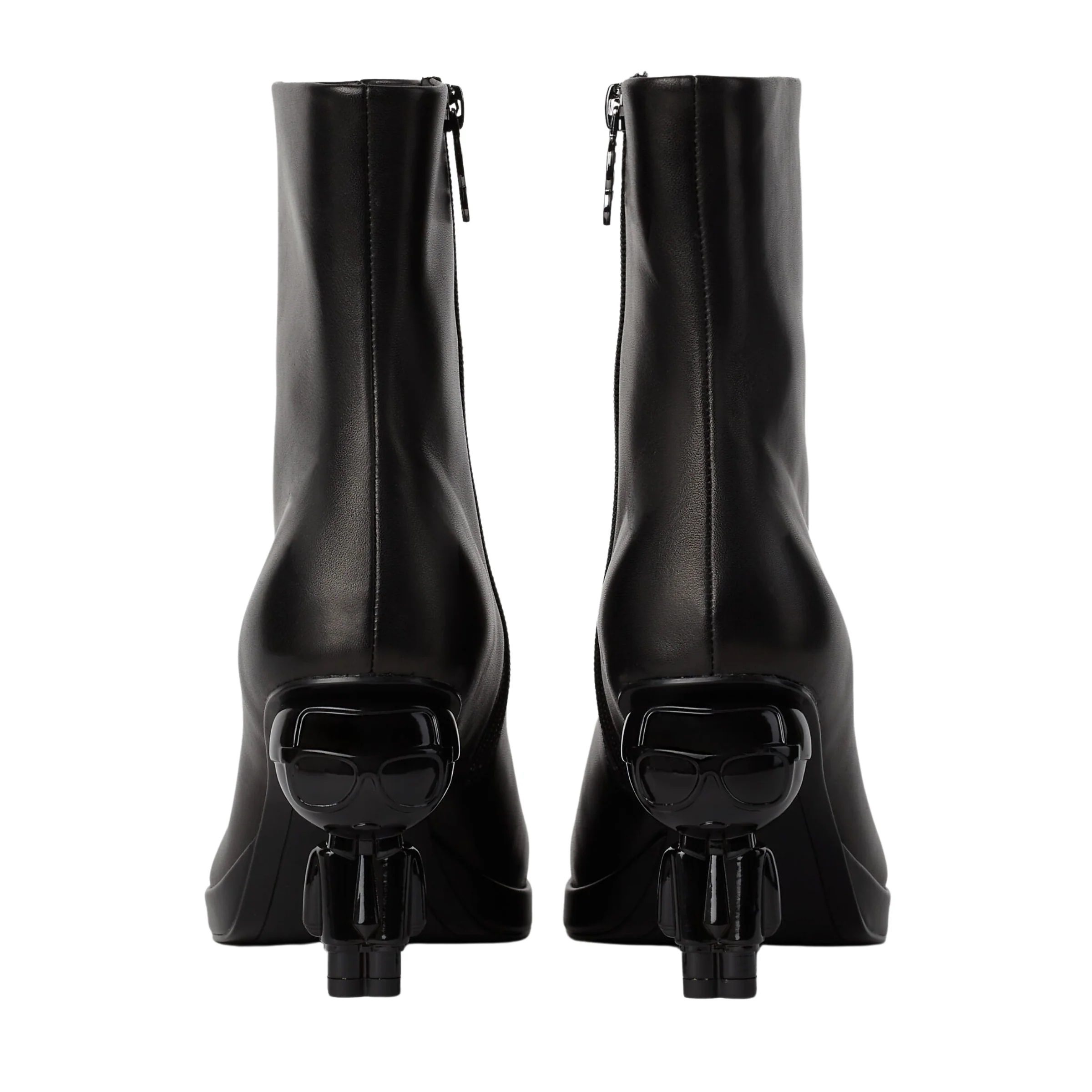 Boot ngắn Karl đen da mềm, khóa kéo gót logo ikonick - KL93945 - 8 phân