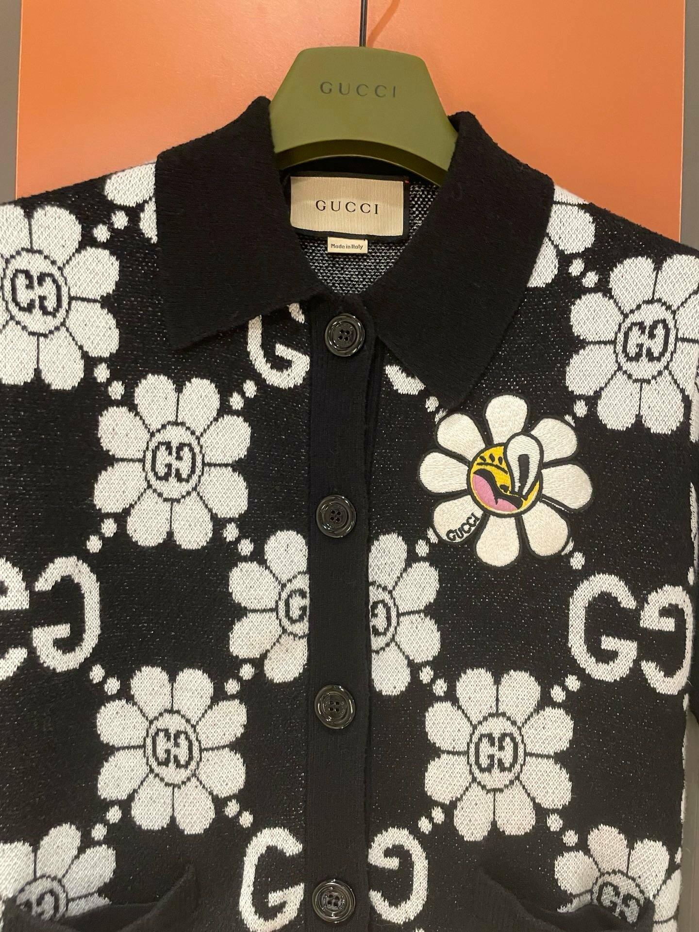 Cardigan GG đen logo hoạ tiết trắng - SNV - 782223