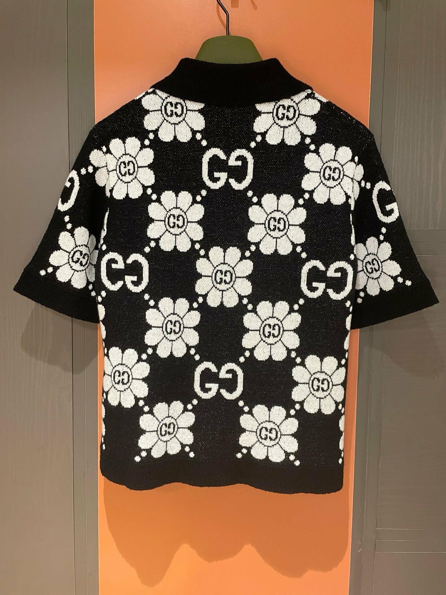 Cardigan GG đen logo hoạ tiết trắng - SNV - 782223