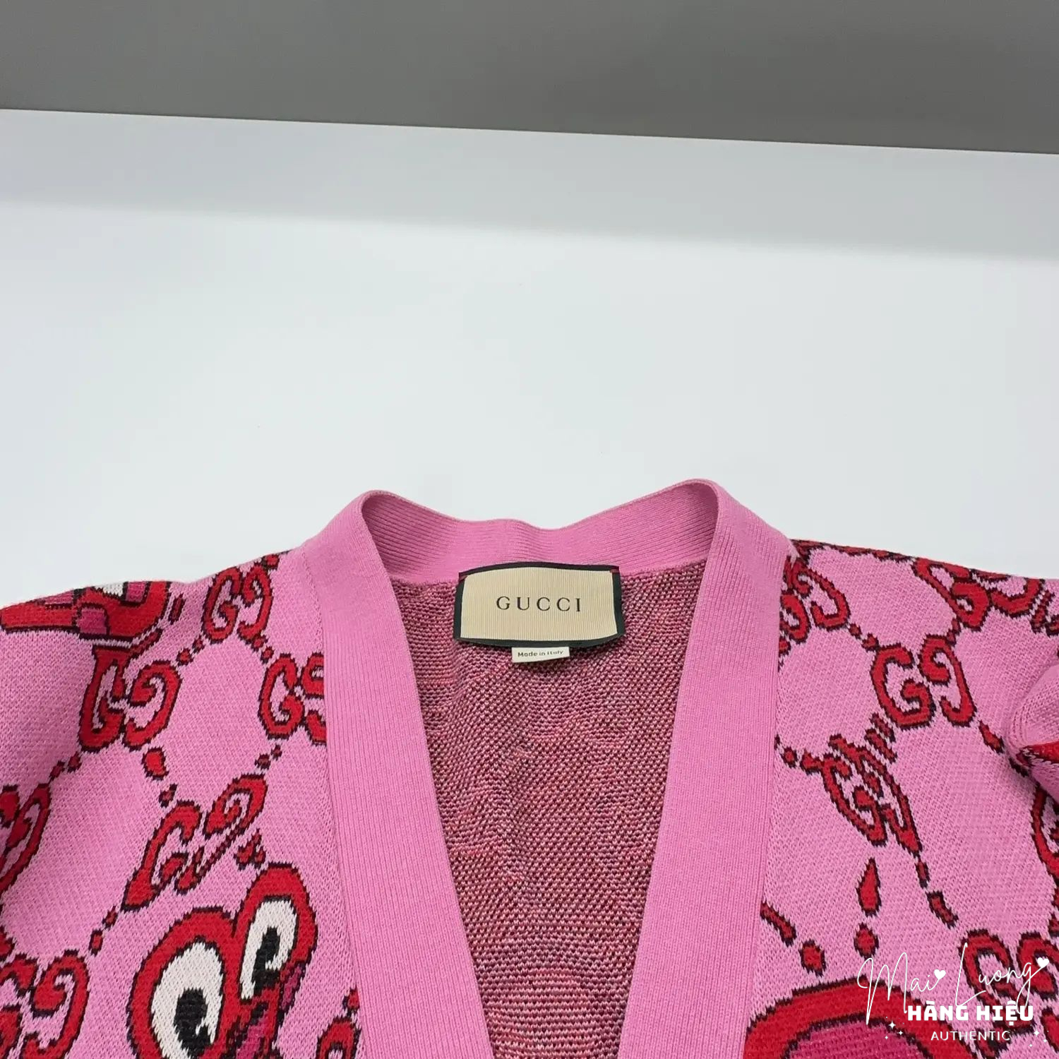 Cardigan GG hồng logo đỏ - SNV 781242