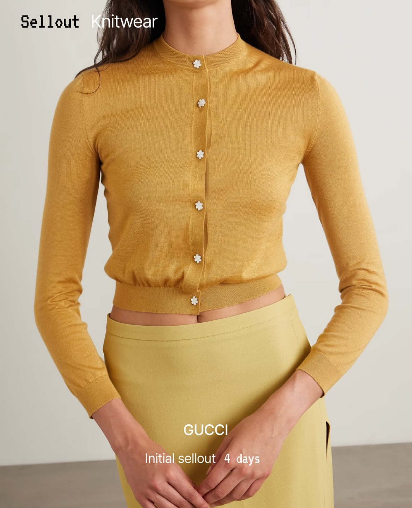 Cardigan GG màu vàng khuy hình hoa - 820164