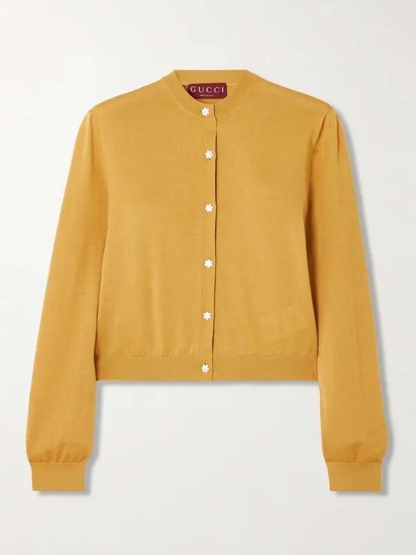 Cardigan GG màu vàng khuy hình hoa - 820164