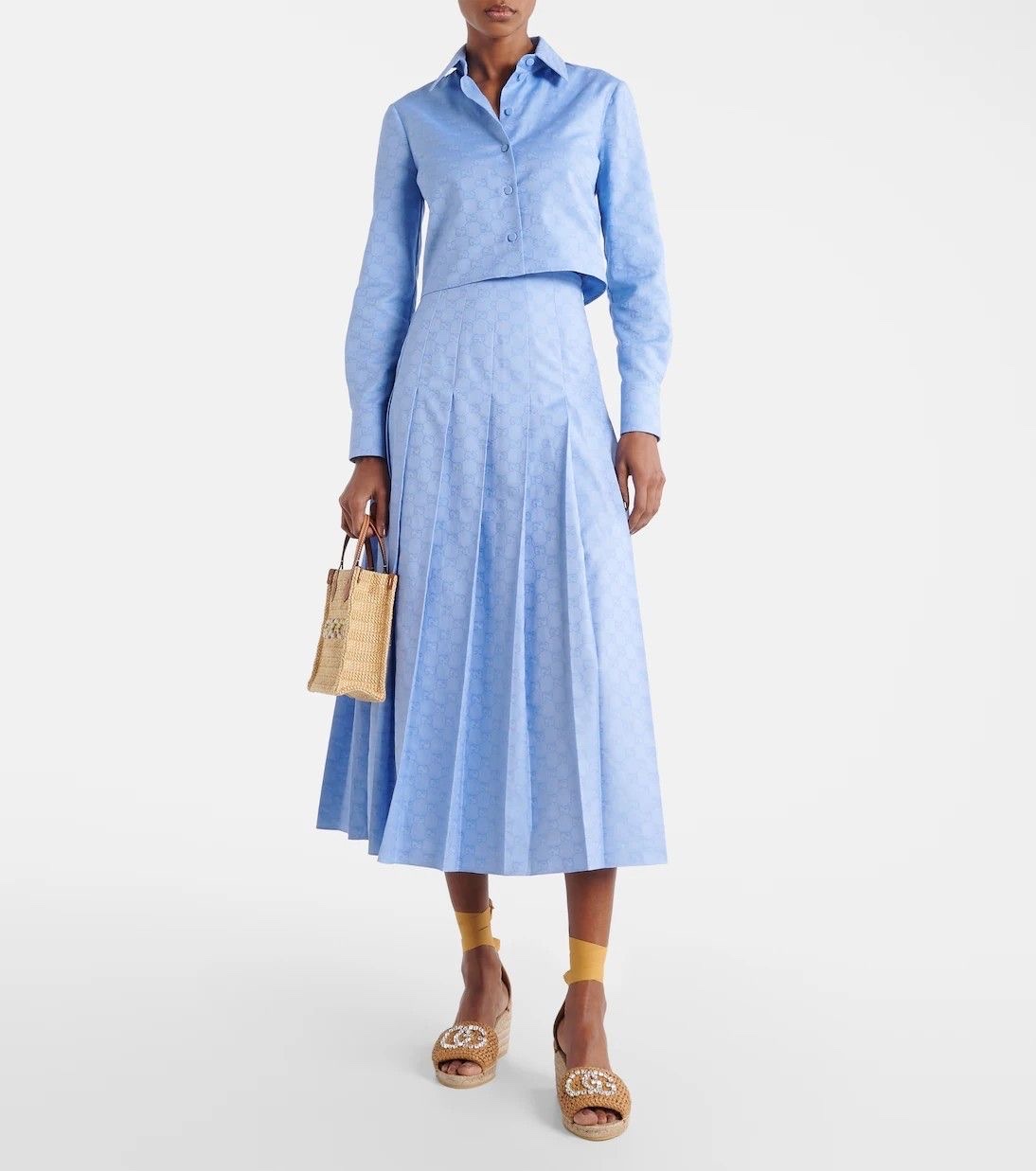 Chân váy maxi GG xanh full logo - SNV - 721388
