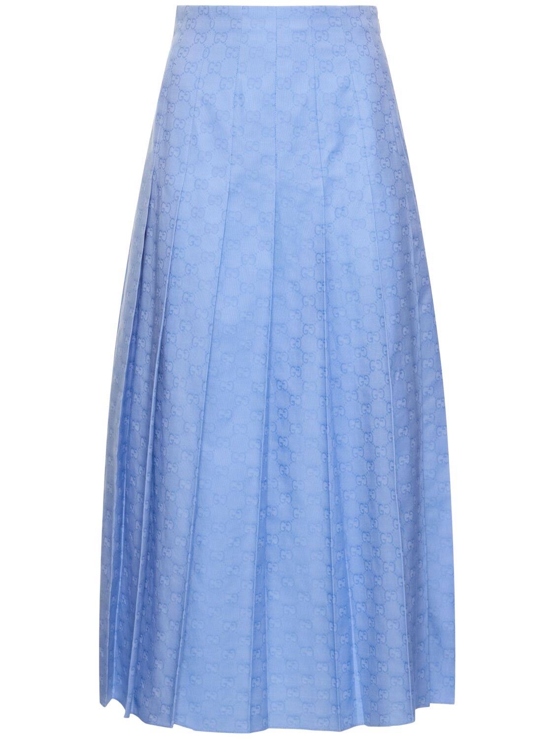 Chân váy maxi GG xanh full logo - SNV - 721388