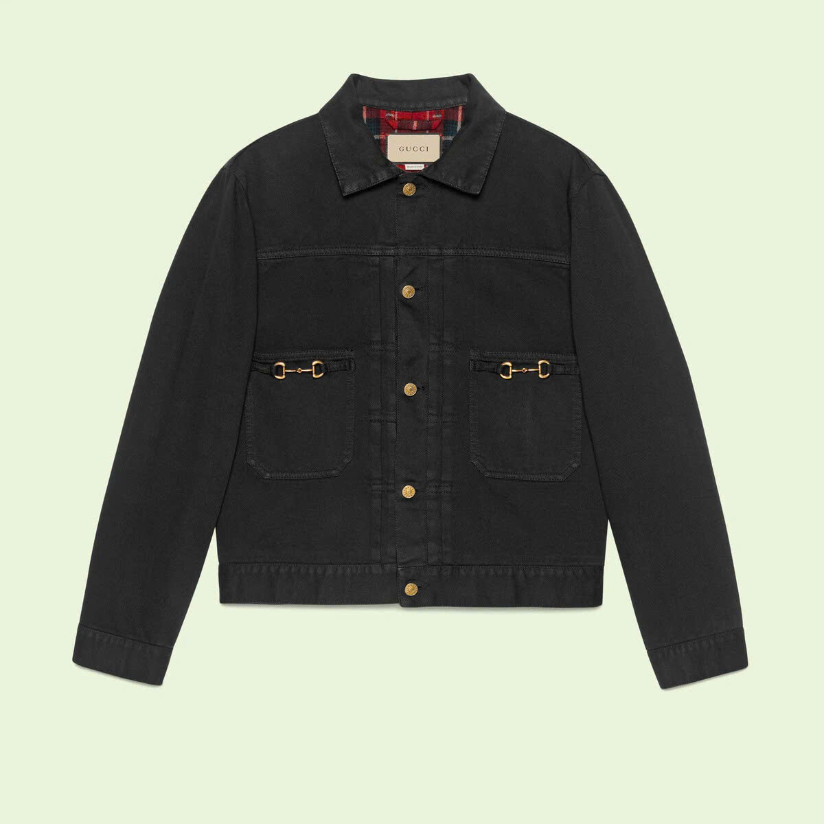 G134 Áo khoác Jean nam GG đen logo horsebit vàng. SNV - 697034