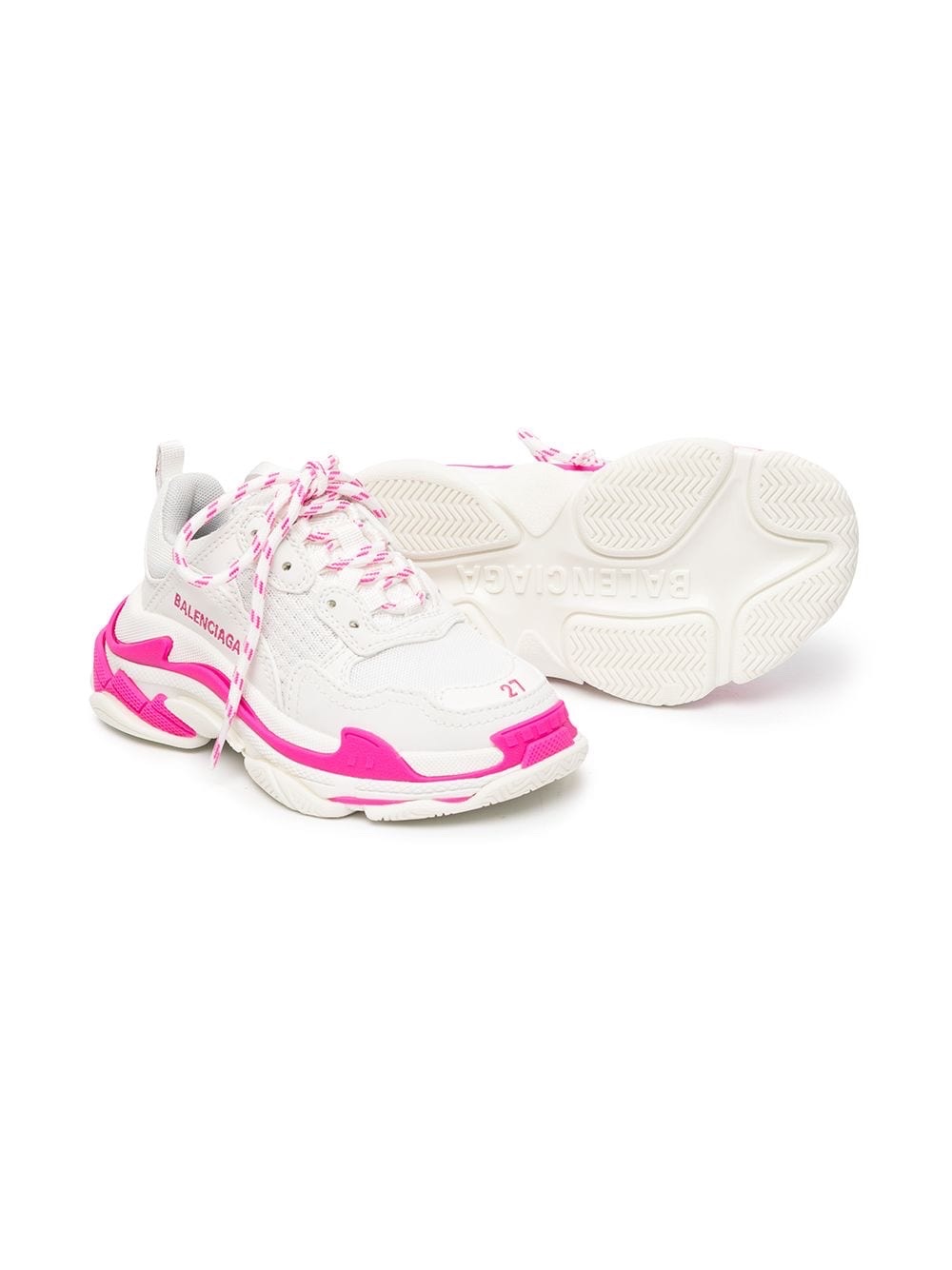 Giày Balenciaga kid triple S trắng phối hồng neon - SNV- 654251