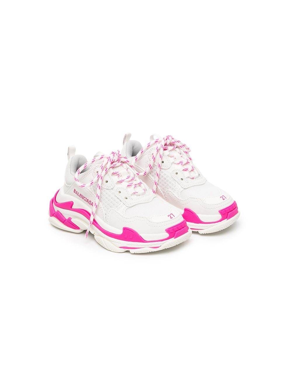 Giày Balenciaga kid triple S trắng phối hồng neon - SNV- 654251