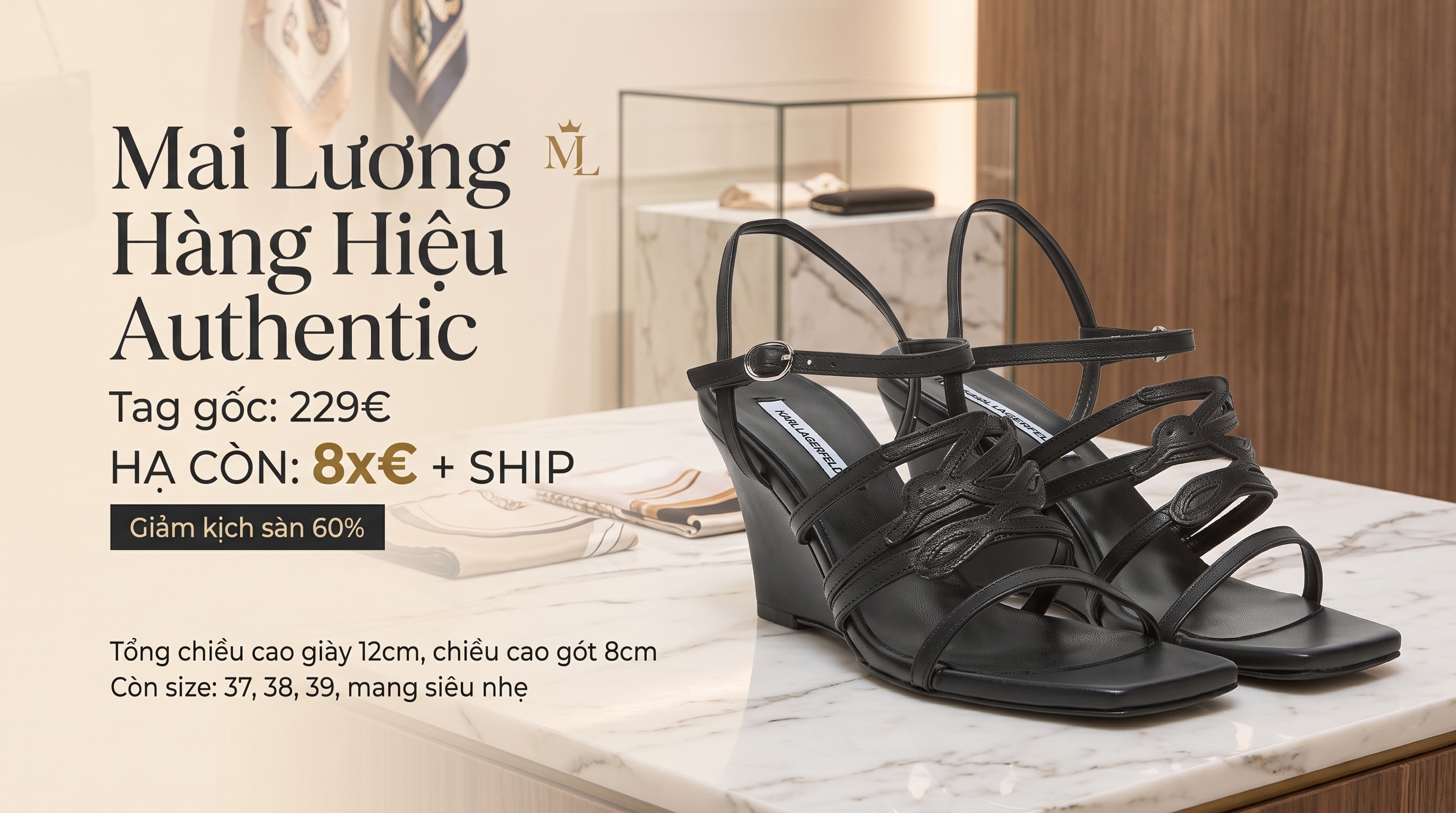 Giày Karl đế xuồng đen - KL34425