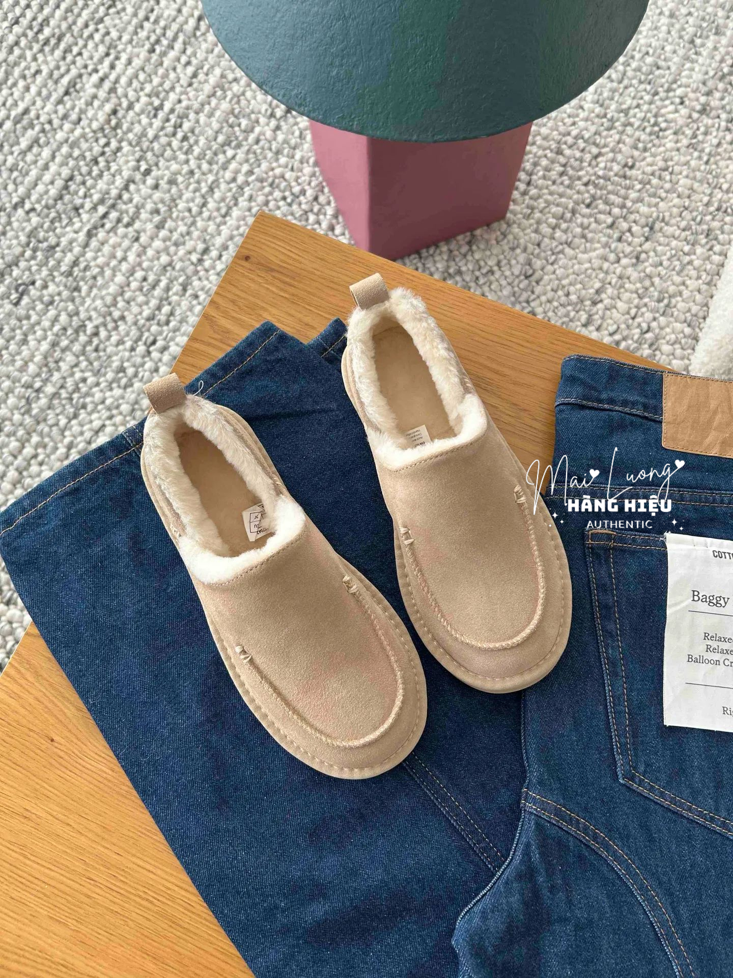 Giày UGG loria pull on màu be kem