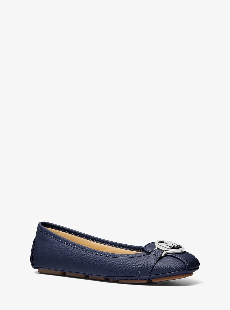 Giày búp bê MK xanh navy logo bạc - 49F9FUFR3L