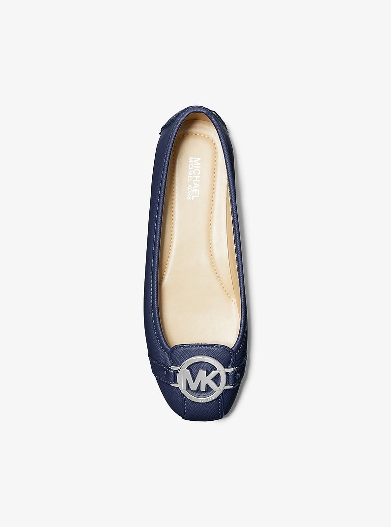 Giày búp bê MK xanh navy logo bạc - 49F9FUFR3L