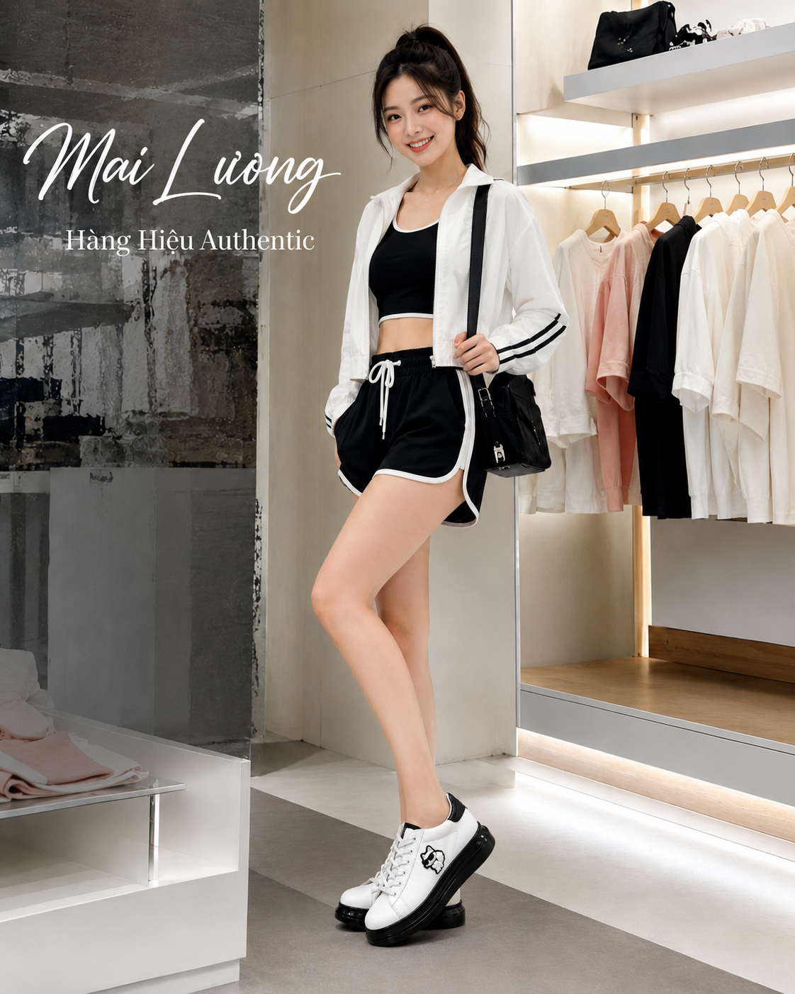 Giày sneaker karl trắng đế + gót đen logo ikonik & mèo- KL96630N - Đế 5 mũi 3
