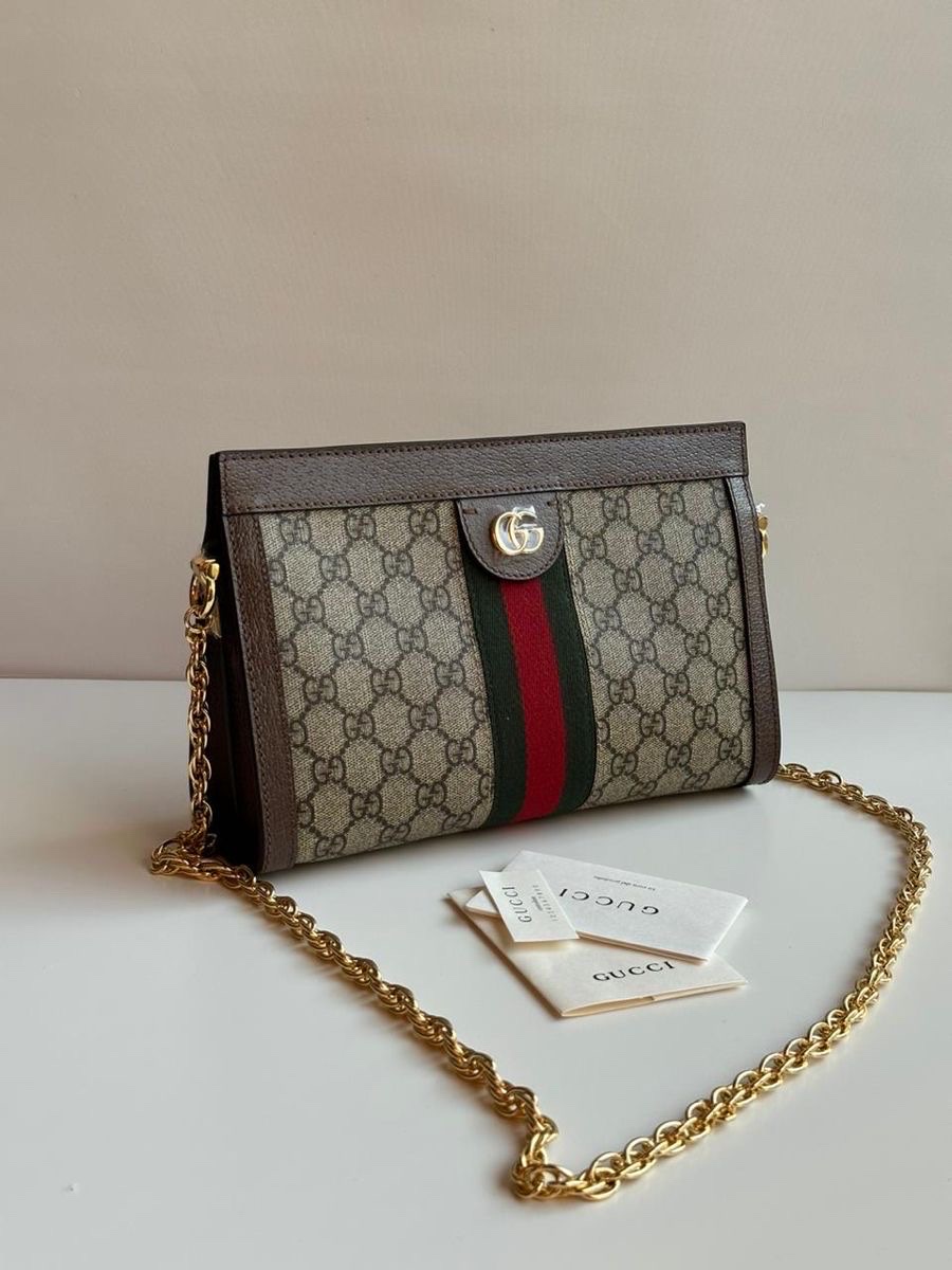 Gucci Ophidia chain shoulder bag nâu logo viền da - SNV - 503877 (KT: 26 × 17 × 8)
