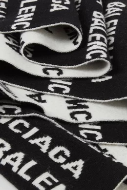Khăn len balenciaga màu đen chữ trắng - SNV - 766446 (KT: 36 x 220)