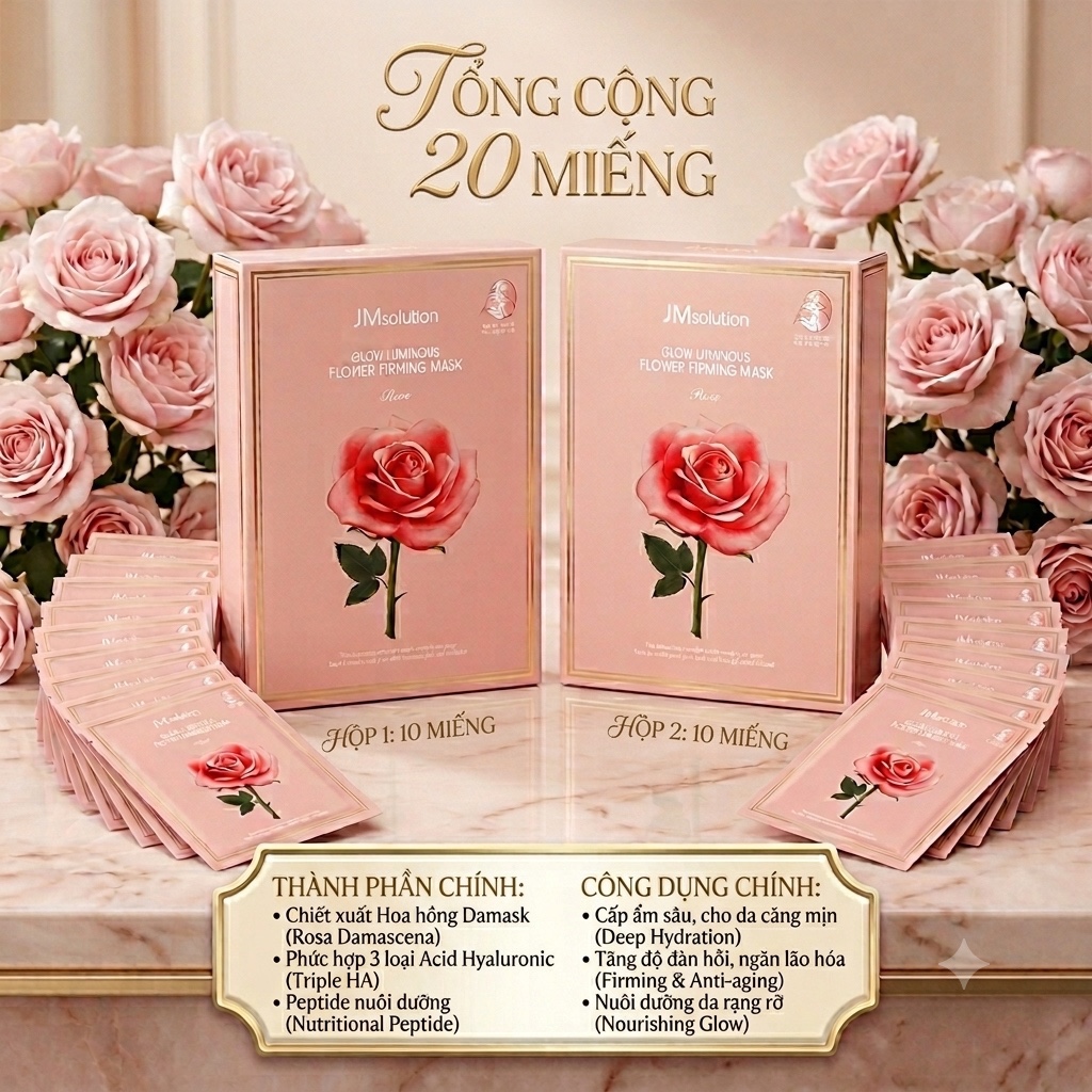 Mask Hàn Quốc Hoa Hồng - Combo 2 hộp ( tổng 20 miếng )