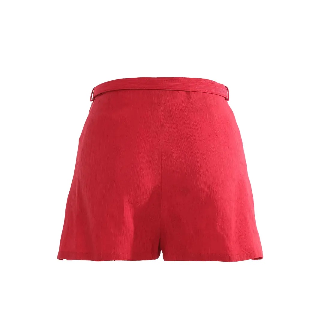 Quần short GG đỏ khuy vàng + belt - SNV - 740606