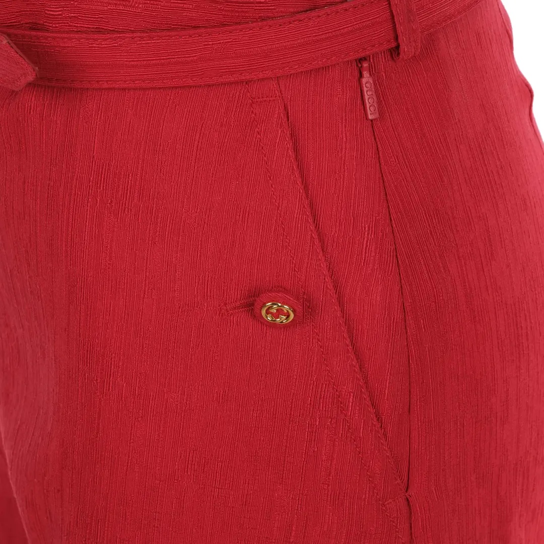Quần short GG đỏ khuy vàng + belt - SNV - 740606