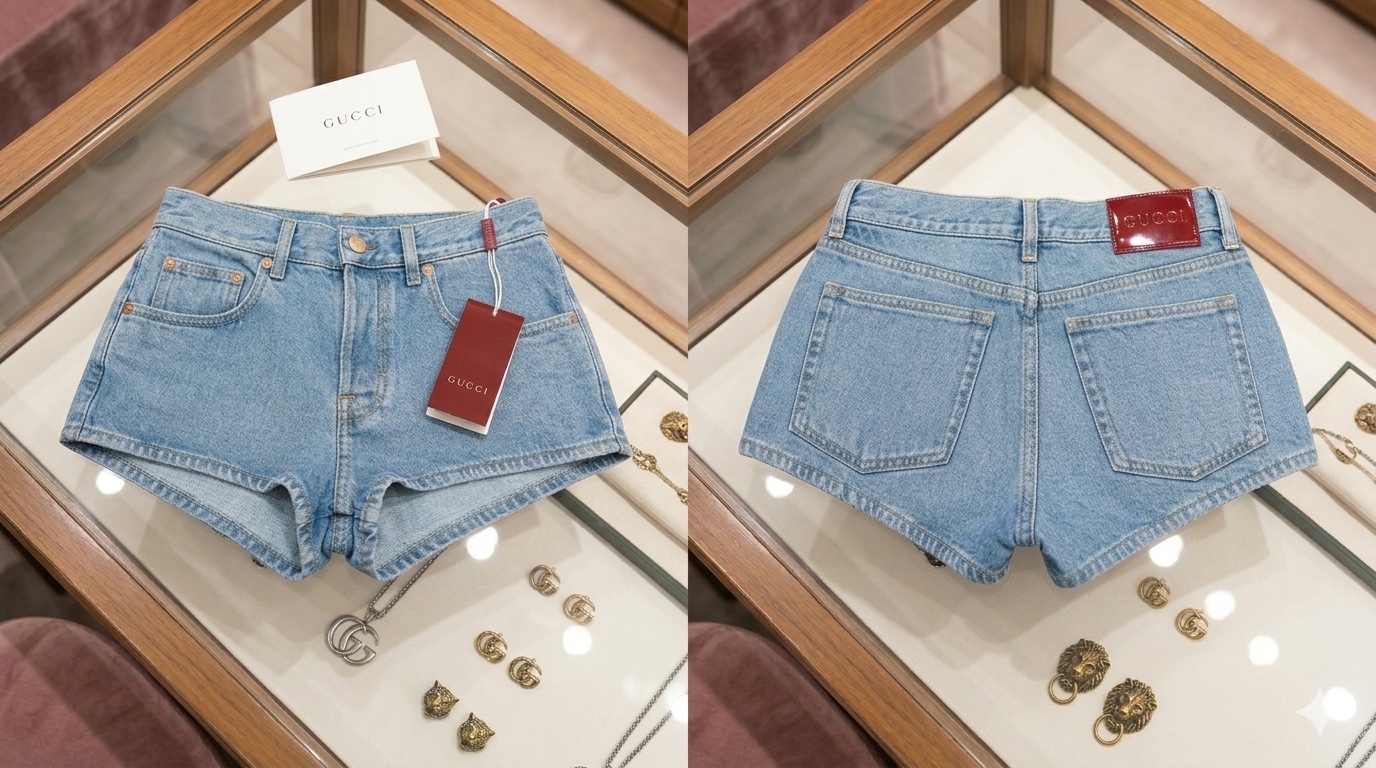 Quần short jean GG xanh - 782125