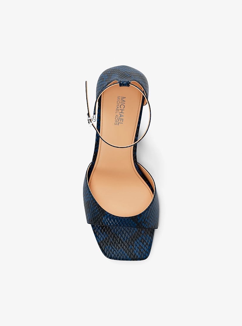 Sandal MK amali họa tiết vân rắn màu navy - 49S6AMMS1E
