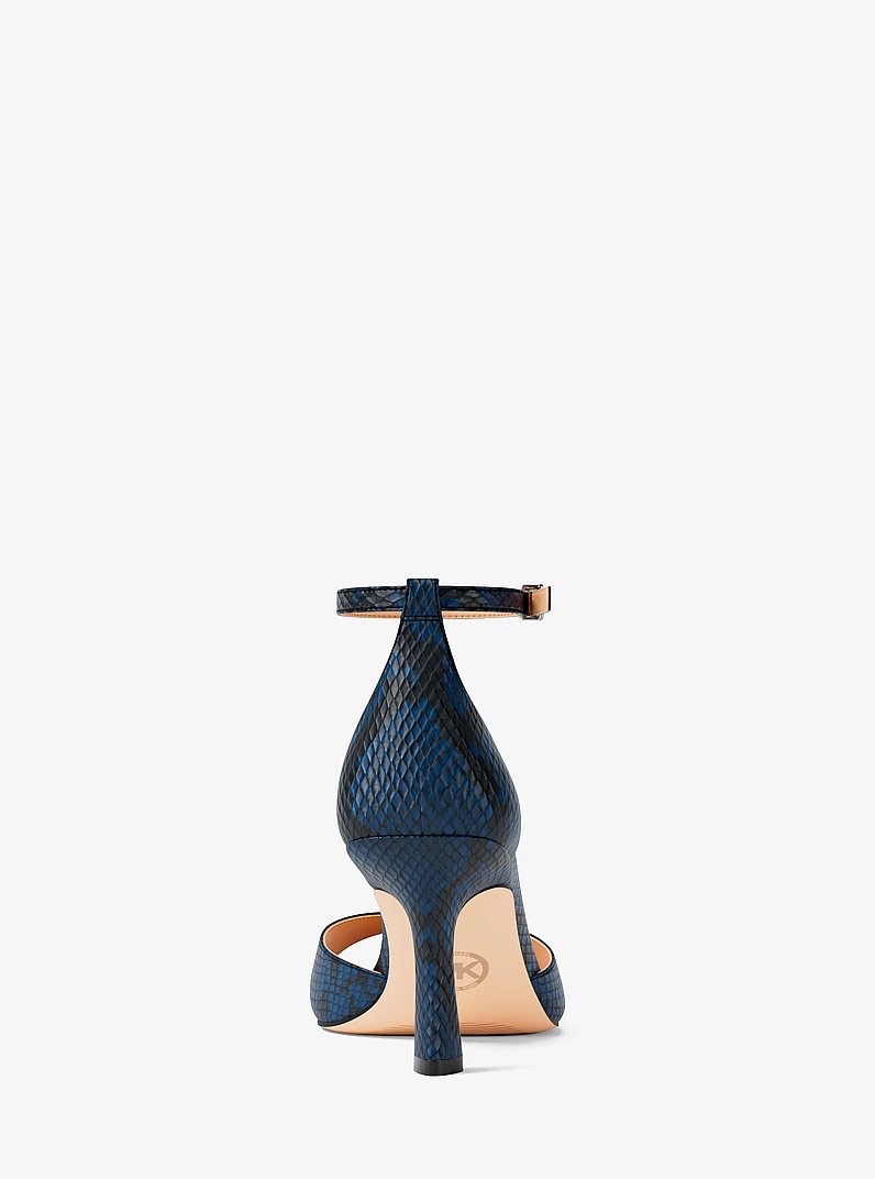 Sandal MK amali họa tiết vân rắn màu navy - 49S6AMMS1E