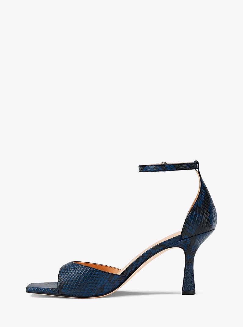 Sandal MK amali họa tiết vân rắn màu navy - 49S6AMMS1E