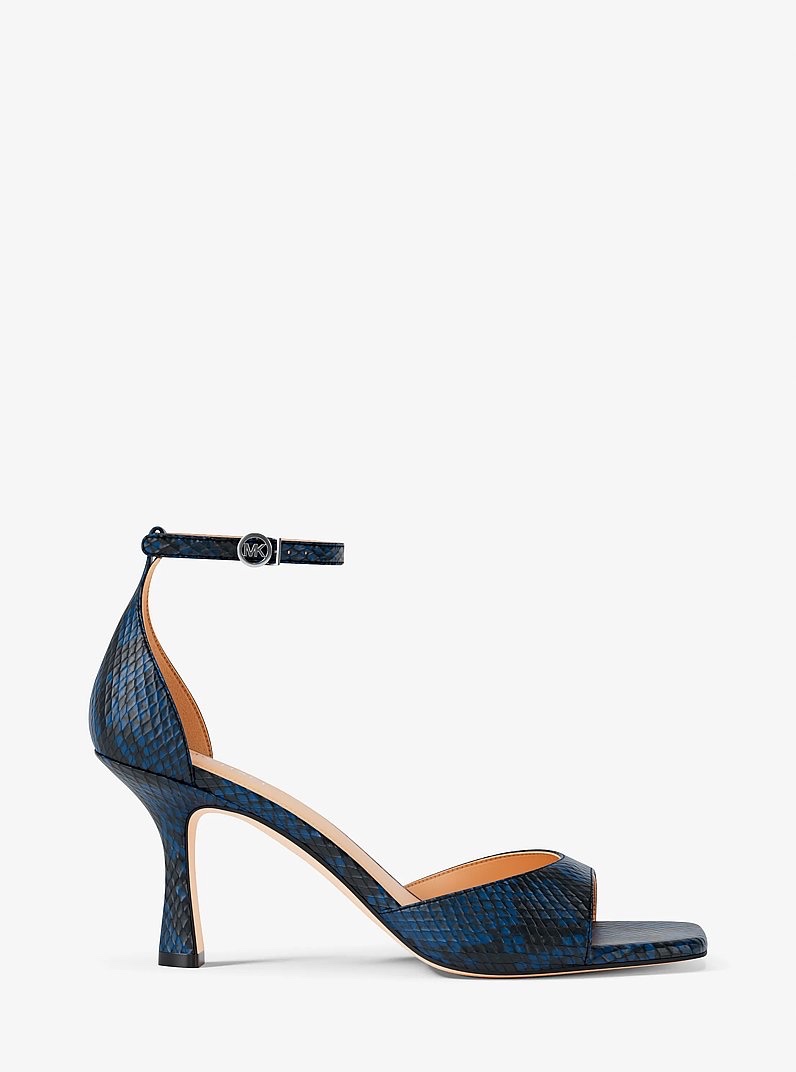 Sandal MK amali họa tiết vân rắn màu navy - 49S6AMMS1E