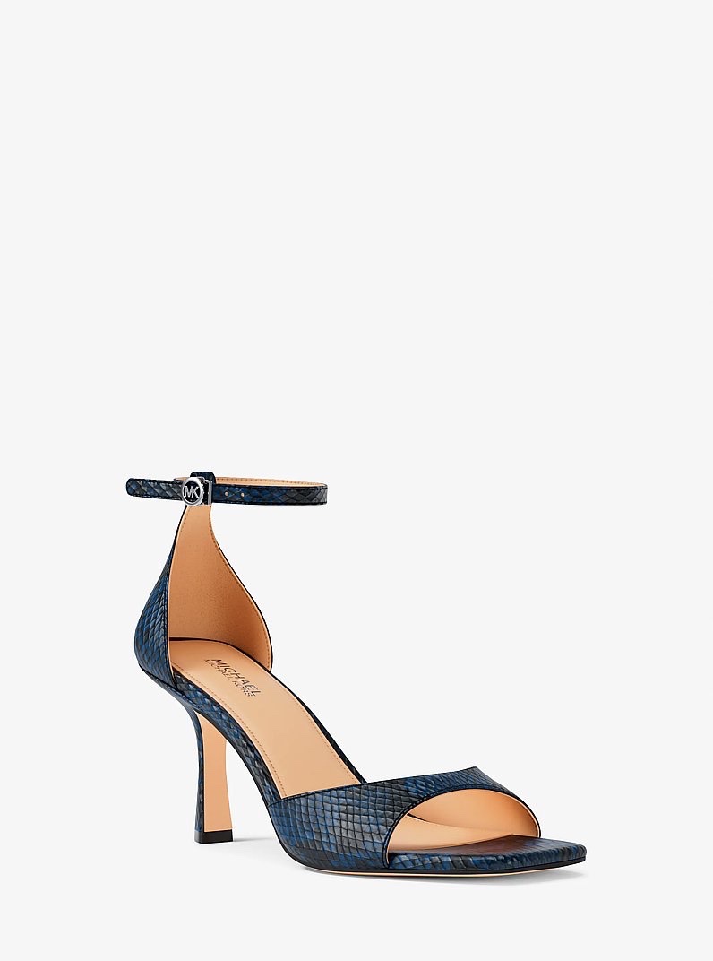 Sandal MK amali họa tiết vân rắn màu navy - 49S6AMMS1E