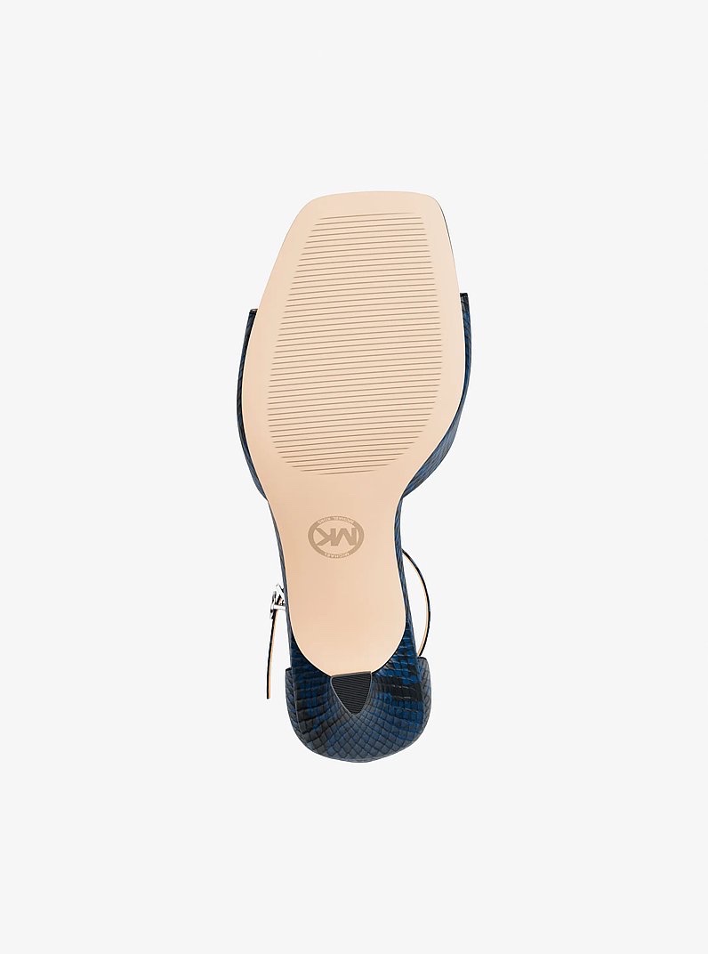 Sandal MK amali họa tiết vân rắn màu navy - 49S6AMMS1E