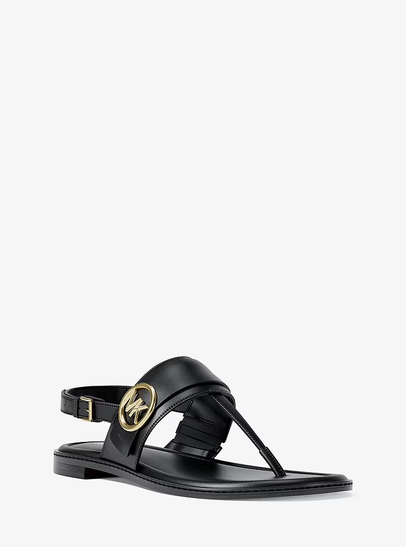 Sandal MK carmenthong - đen logo vàng 1p 49T6CRFA1L