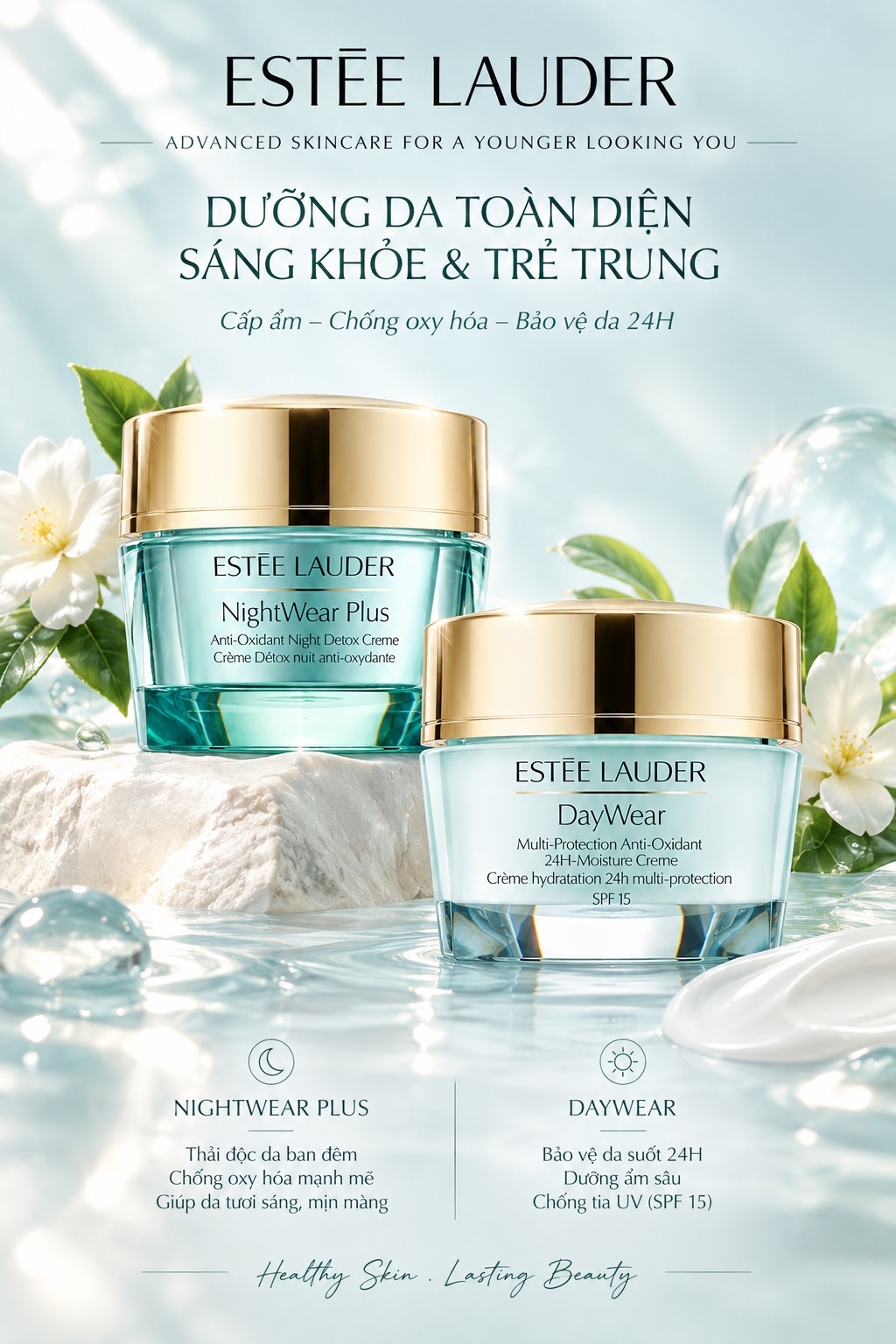 Sét 2 kem estee lauder Day+Night (50ml/lọ)