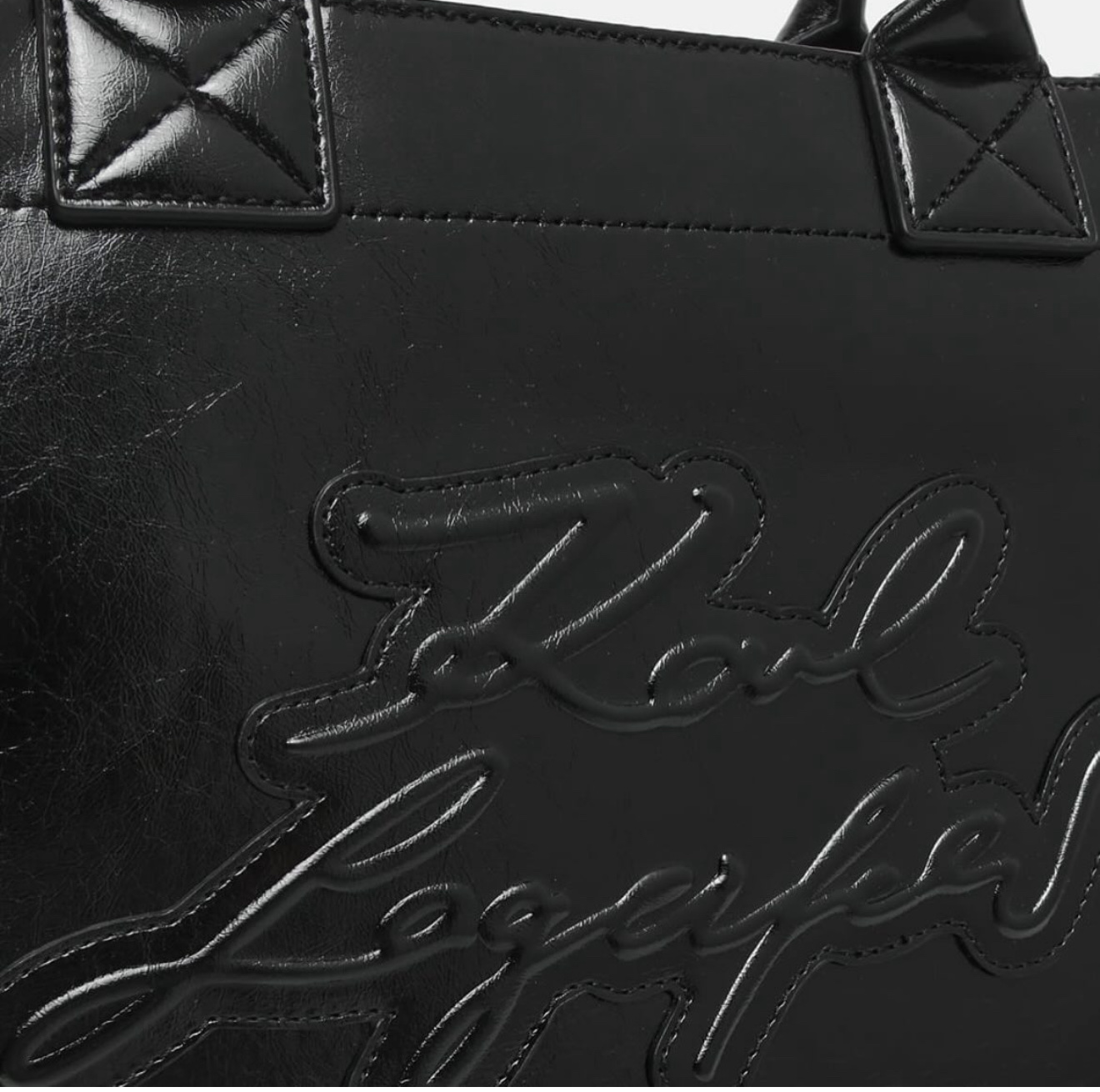 Shopper Karl đen logo chữ ký - da bóng BRW30007 - KT: 32*23*13