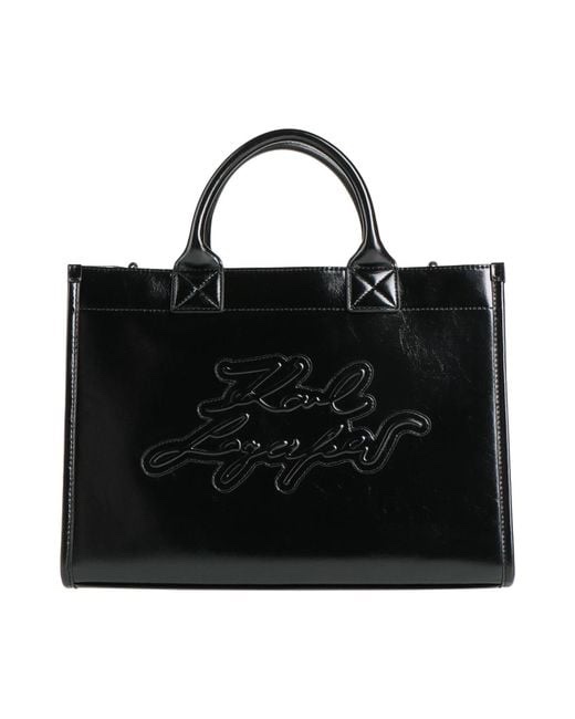 Shopper Karl đen logo chữ ký - da bóng BRW30007 - KT: 32*23*13