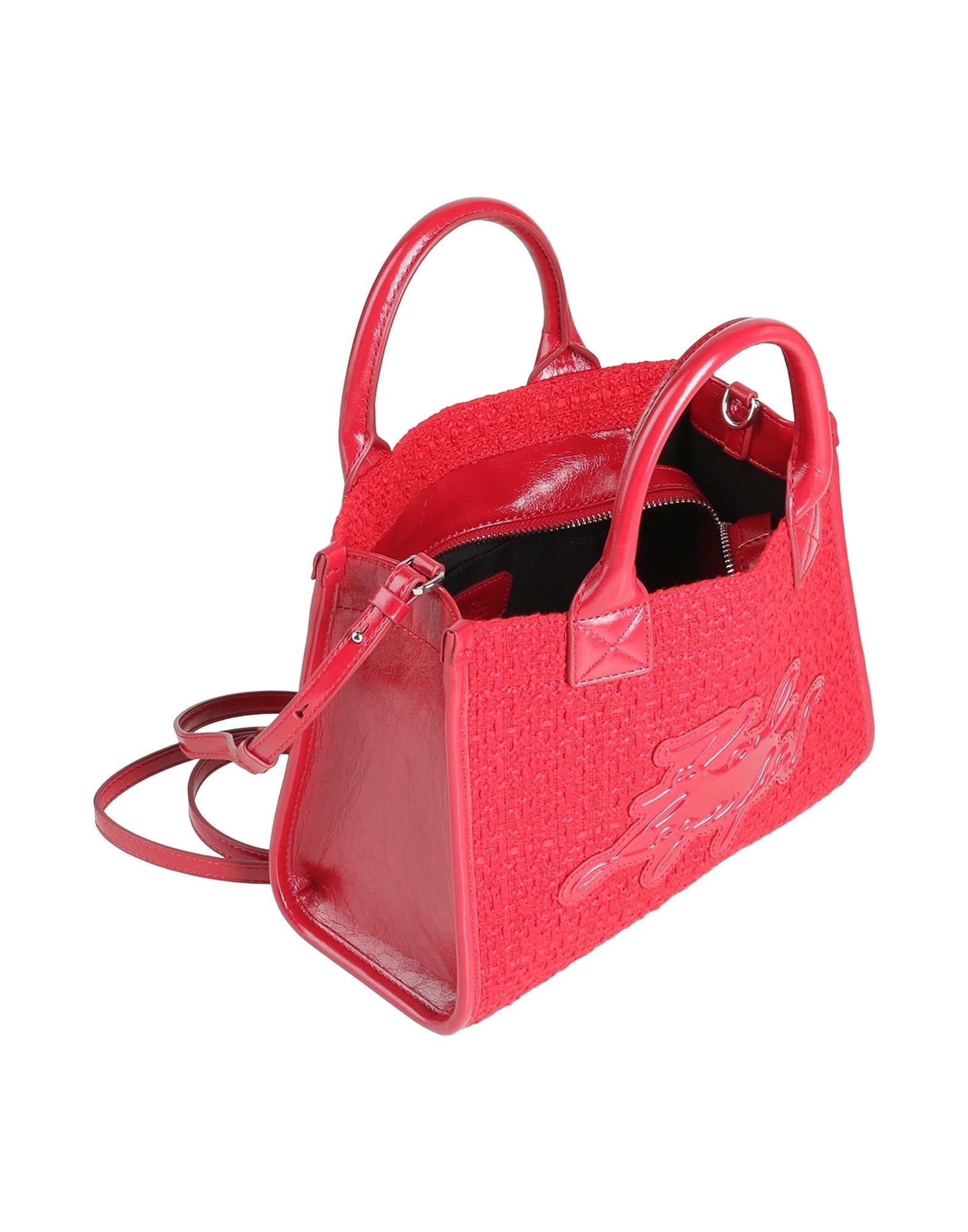 Shopper Karl màu đỏ vải dạ tweed viền da BRW30008 - KT: 24*16*11