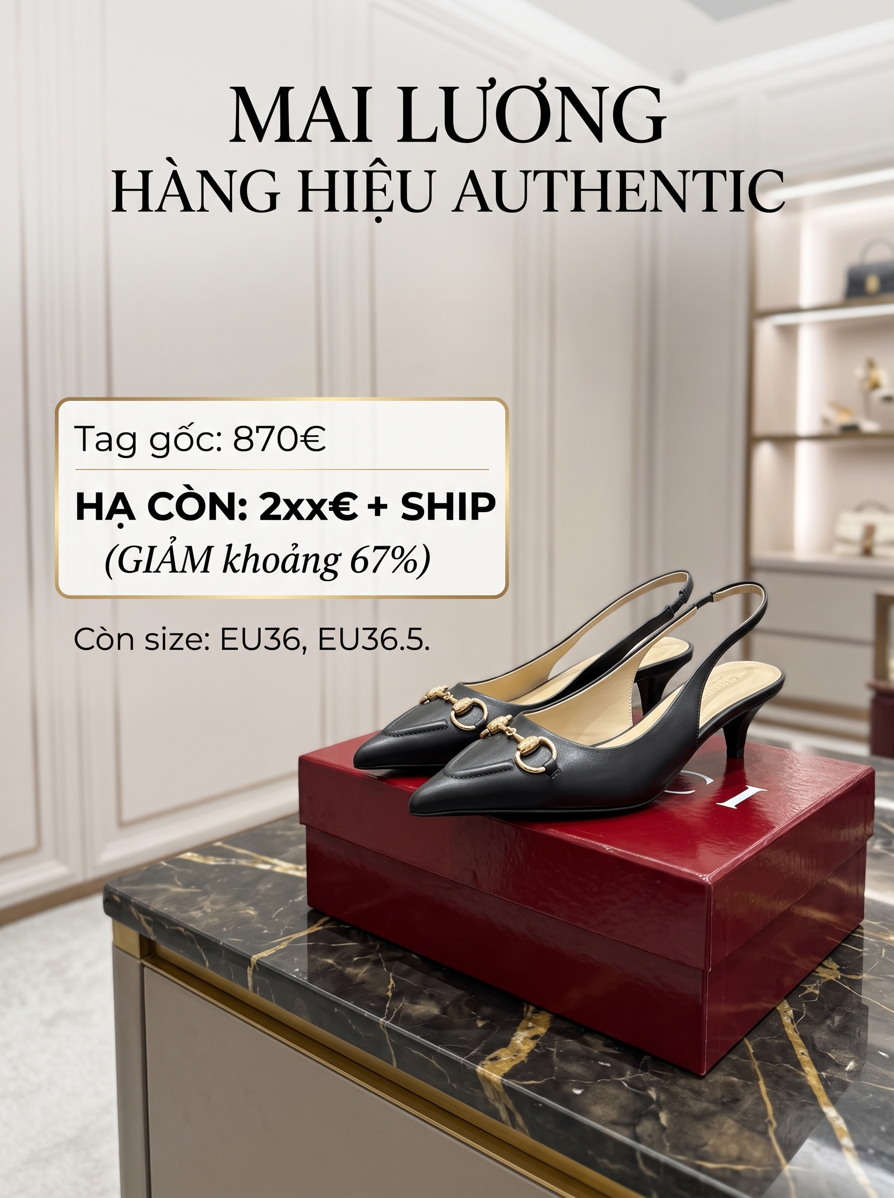 Sling GG đen logo horsebit vàng - gót 5P - 782407