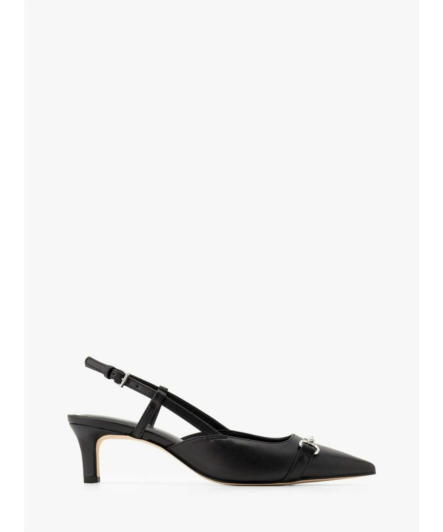 Slingback MK đen logo bạc - 49S6CRMP4L - gót 5p