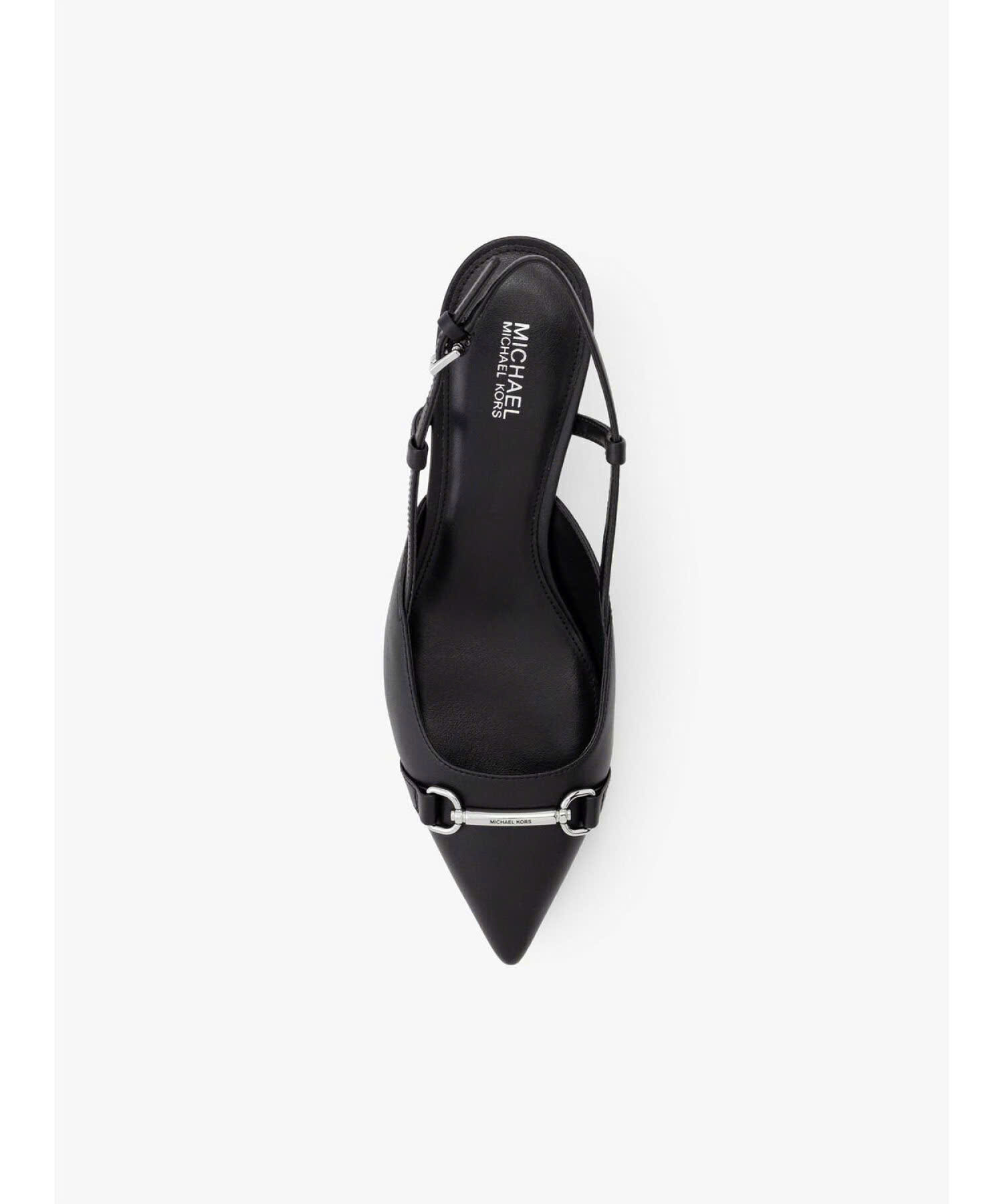 Slingback MK đen logo bạc - 49S6CRMP4L - gót 5p